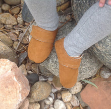 Load image into Gallery viewer, Tan Faux Suede Baby Shoes with straps | Newborn size up to 4T