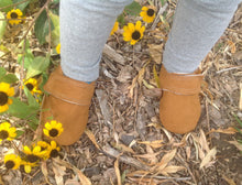 Load image into Gallery viewer, Tan Faux Suede Baby Shoes with straps | Newborn size up to 4T