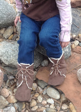 Load image into Gallery viewer, Dark Brown Faux Suede & Sherpa Baby Boots