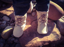 Load image into Gallery viewer, Winter Lace Up Baby Boots | Tan Faux Suede and Sherpa | Newborn size up to 4T