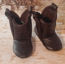 Load image into Gallery viewer, Dark Brown Faux Leather Cowboy Boots