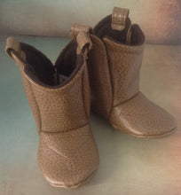 Load image into Gallery viewer, Light Brown Faux Leather Baby Cowboy Boots | Newborn size up to 24 Months