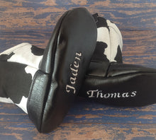 Load image into Gallery viewer, Black & White Cow Print Baby Cowboy Boots with Faux Leather