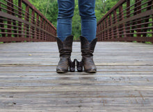 Load image into Gallery viewer, Dark Brown Faux Leather Cowboy Boots