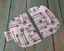 Load image into Gallery viewer, Baby Gift Set Tribal Print Bandana Bib, Gray Shoes & Car Seat Belt Covers