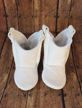 Load image into Gallery viewer, White Faux Leather Baby Cowboy Boots | Newborn to 24 Month in Sizes