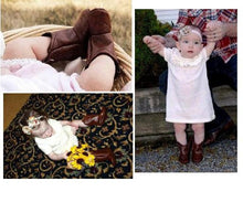 Load image into Gallery viewer, Brown Faux Leather Baby Cowboy Boots