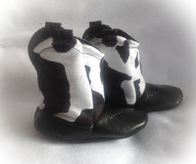 Load image into Gallery viewer, Black & White Cow Print Baby Cowboy Boots with Faux Leather