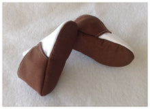Load image into Gallery viewer, Brown & White Baby Shoes with Elastic