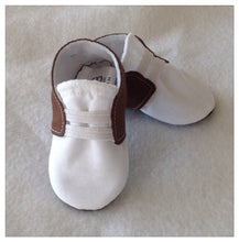 Load image into Gallery viewer, Brown & White Baby Shoes with Elastic