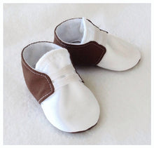 Load image into Gallery viewer, Brown & White Baby Shoes with Elastic
