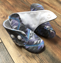 Load image into Gallery viewer, Blue/Purple Aztec Flannel Snap Boots