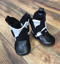 Load image into Gallery viewer, Black & White Cow Print Baby Cowboy Boots with Faux Leather