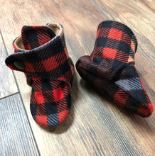 Load image into Gallery viewer, Fall Tartan Plaid Flannel Snap Boots
