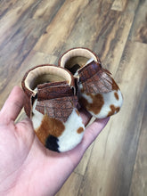 Load image into Gallery viewer, Fur Cow Print Baby Moccasins
