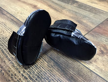 Load image into Gallery viewer, Black & White Plaid Baby Moccasins