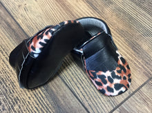 Load image into Gallery viewer, Leopard Print Baby Moccasins | Newborn size up to 24 M