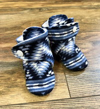 Load image into Gallery viewer, Blue Aztec Flannel Snap Boots