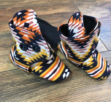 Load image into Gallery viewer, Multi-color Aztec Flannel Snap Boots
