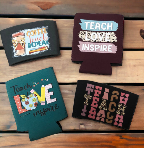 Teacher Can & Coffee Koozies | 4 pack