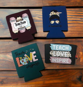 Teacher Can & Coffee Koozies | 4 pack