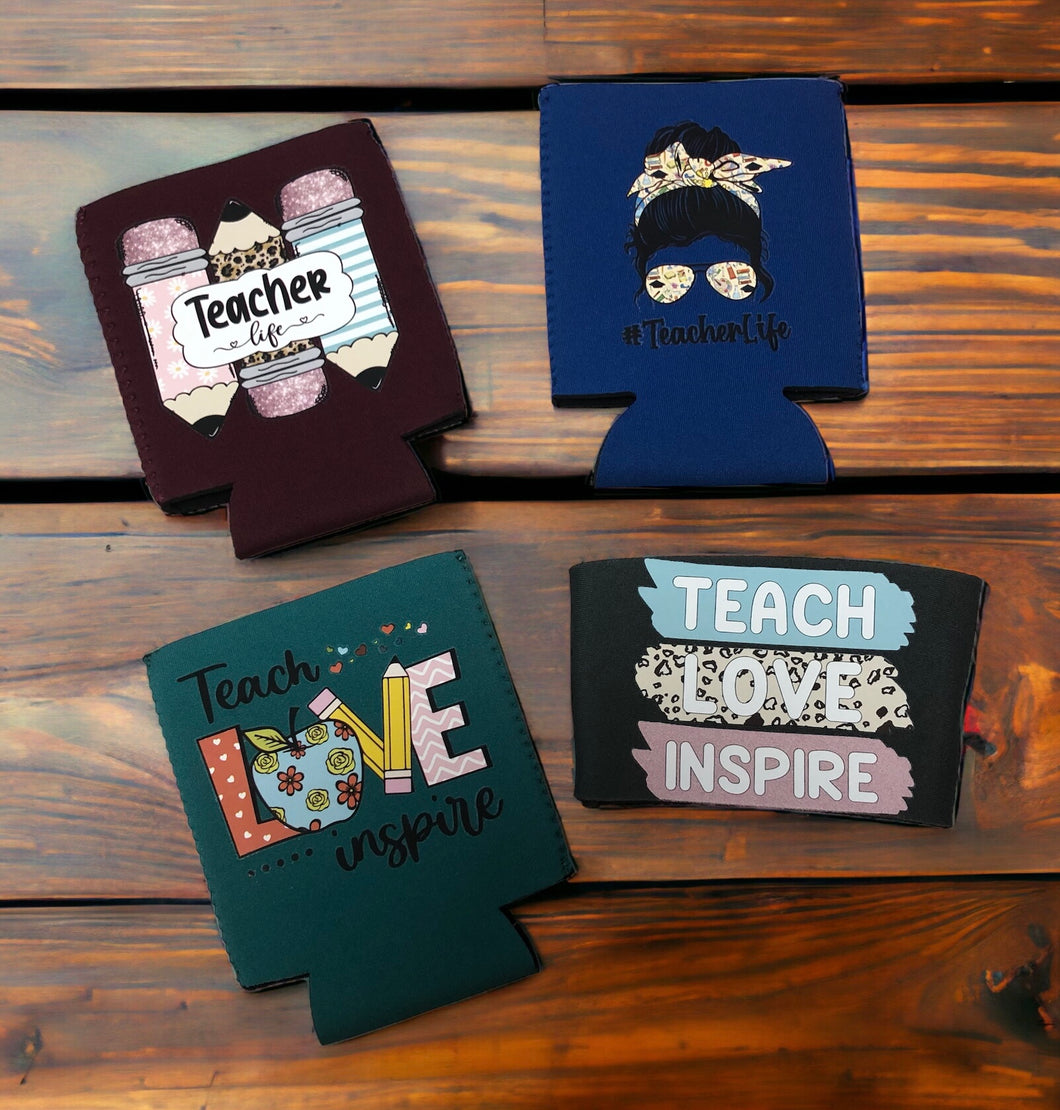 Teacher Can & Coffee Koozies | 4 pack