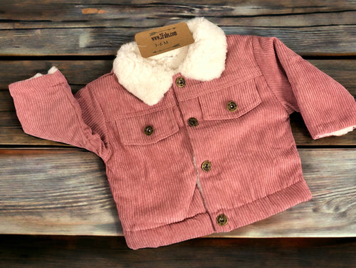 Pink Corduroy Fleece Lined Coat