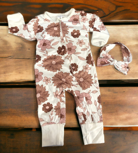Flower Romper with Headband Bow