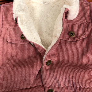 Pink Corduroy Fleece Lined Coat