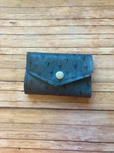Load image into Gallery viewer, Blue Ostrich with Light Brown Cow Print | Tri-Fold Billfold