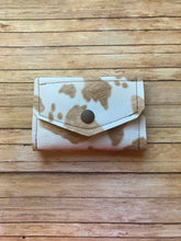 Load image into Gallery viewer, Light Brown Cow Print with Brown Ostrich | Tri-Fold Billfold