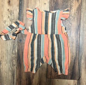 Striped Romper with Bow
