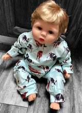 Load image into Gallery viewer, Aqua Romper with Cows