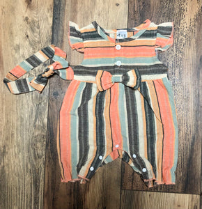 Striped Romper with Bow