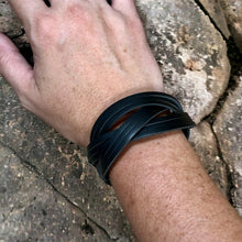 Load image into Gallery viewer, Black Braided Faux Leather Bracelet