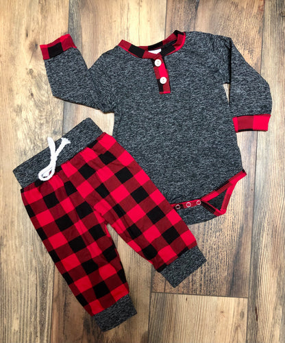 Buffalo Plaid Pants & Shirt Set