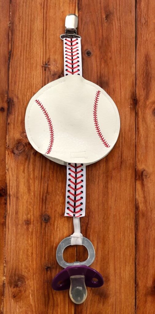 Baseball Pacifier Clip with Cover