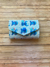 Load image into Gallery viewer, Stitch with Shimmer Blue | Tri-Fold Billfold