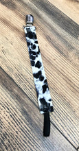 Load image into Gallery viewer, Black &amp; White Cow Print Pacifier Clip