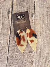 Load image into Gallery viewer, Brown / Ivory Fur Cow Print Earrings | 2.5&quot;