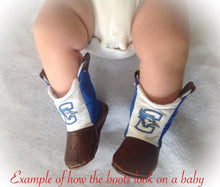Load image into Gallery viewer, &quot;Your Logo Here&quot; Baby Cowboy Boots with Leather | Newborn size up to 24 Months