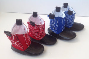 Bandana Print Baby Cowboy Boots with Black Leather | Newborn size up to 24 Months