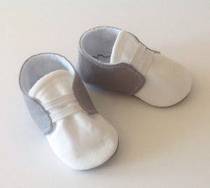 Gray & White Shoes with Elastic
