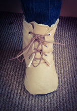 Load image into Gallery viewer, Winter Lace Up Baby Boots | Tan Faux Suede and Sherpa | Newborn size up to 4T