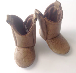 Light Brown Faux Leather Baby Cowboy Boots | Newborn size up to 24 Months