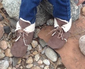 Dark Brown Faux Suede & Sherpa Baby Boots