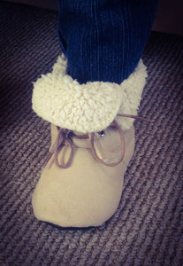 Winter Lace Up Baby Boots | Tan Faux Suede and Sherpa | Newborn size up to 4T