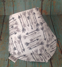 Load image into Gallery viewer, Flannel Baby Bandana Bib with Gray Arrows