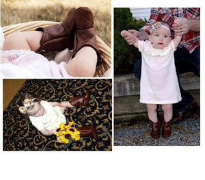 Brown Faux Leather Baby Cowboy Boots