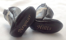 Load image into Gallery viewer, Black Faux Leather Baby Cowboy Boots and White Stitching